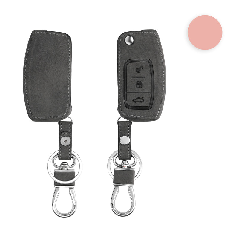 kwmobile Autoschlüssel Hülle kompatibel mit Ford 3-Tasten Klappschlüssel Autoschlüssel - Nubuklederoptik - Kunstleder Schutzhülle Schlüsselhülle Cover - Dunkelblau Dunkelblau  