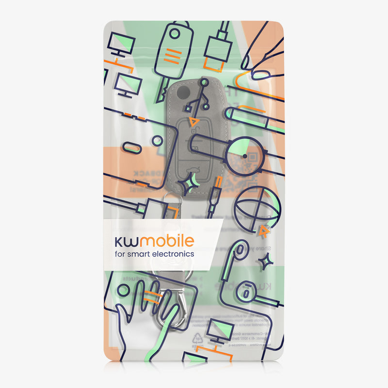 kwmobile Autoschlüssel Hülle kompatibel mit Ford 3-Tasten Klappschlüssel Autoschlüssel - Kunstleder Schutzhülle Schlüsselhülle Cover