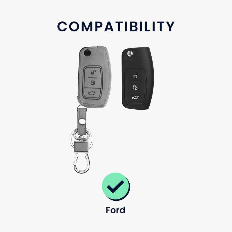 kwmobile Autoschlüssel Hülle kompatibel mit Ford 3-Tasten Klappschlüssel Autoschlüssel - Kunstleder Schutzhülle Schlüsselhülle Cover