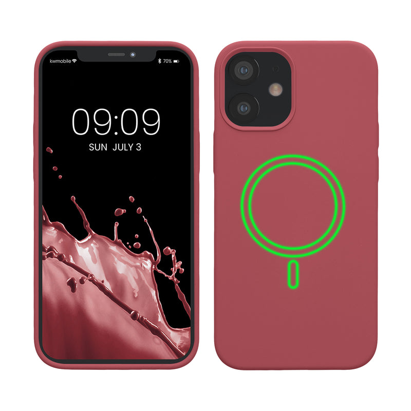 kwmobile Hülle kompatibel mit Apple iPhone 12 mini magnetisches Case kompatibel mit MagSafe Cover gummiert