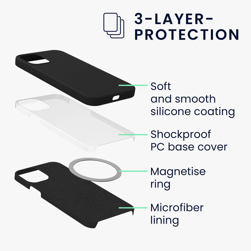 kwmobile Hülle kompatibel mit Apple iPhone 12 / iPhone 12 Pro Hülle magnetisches Silikon Case kompatibel mit MagSafe Cover gummiert