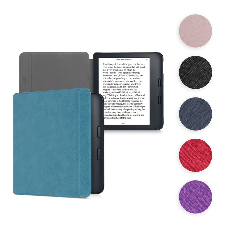 kwmobile Klapphülle kompatibel mit Kobo Libra 2 Hülle - eReader Case aus Kunstleder - Cover - Petrol Petrol  