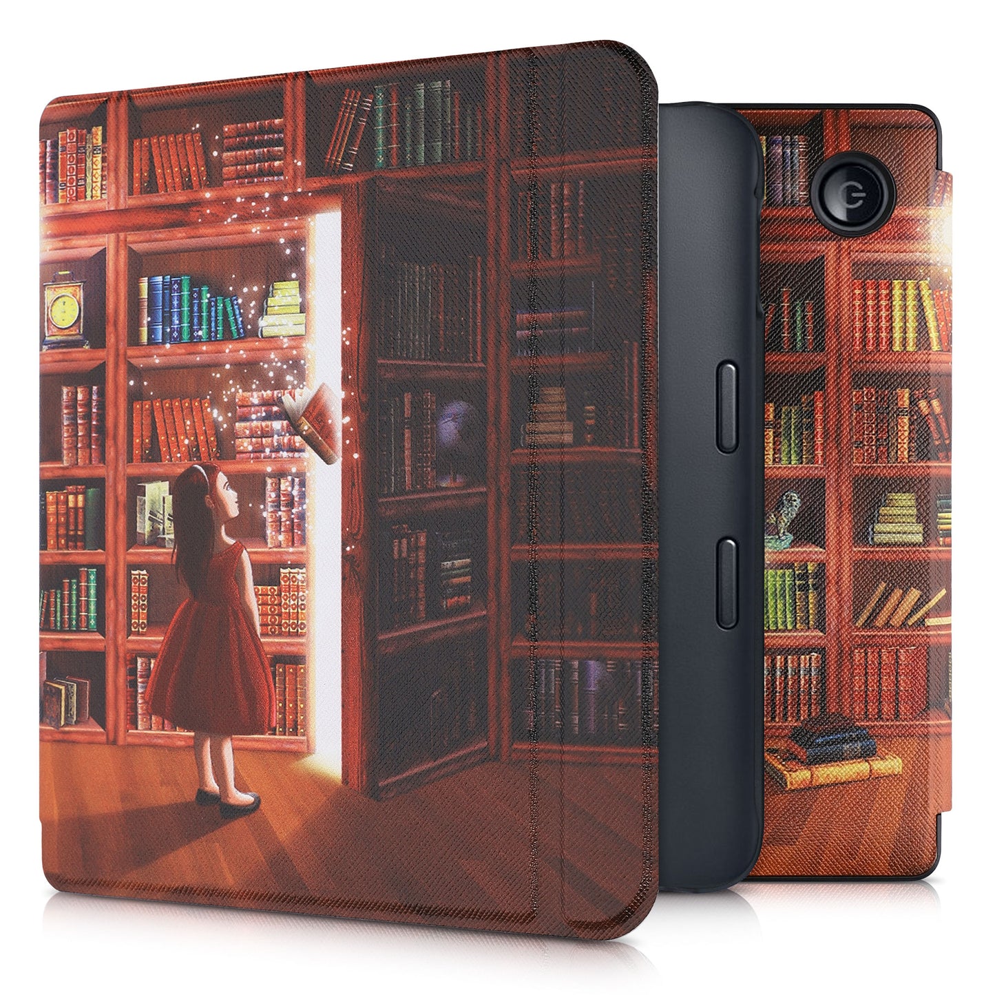 kwmobile Schutzhülle für Kobo Libra 2 Hülle - eReader Flip Case mit Auto Sleep Funktion - Galaxie Baum Wiese