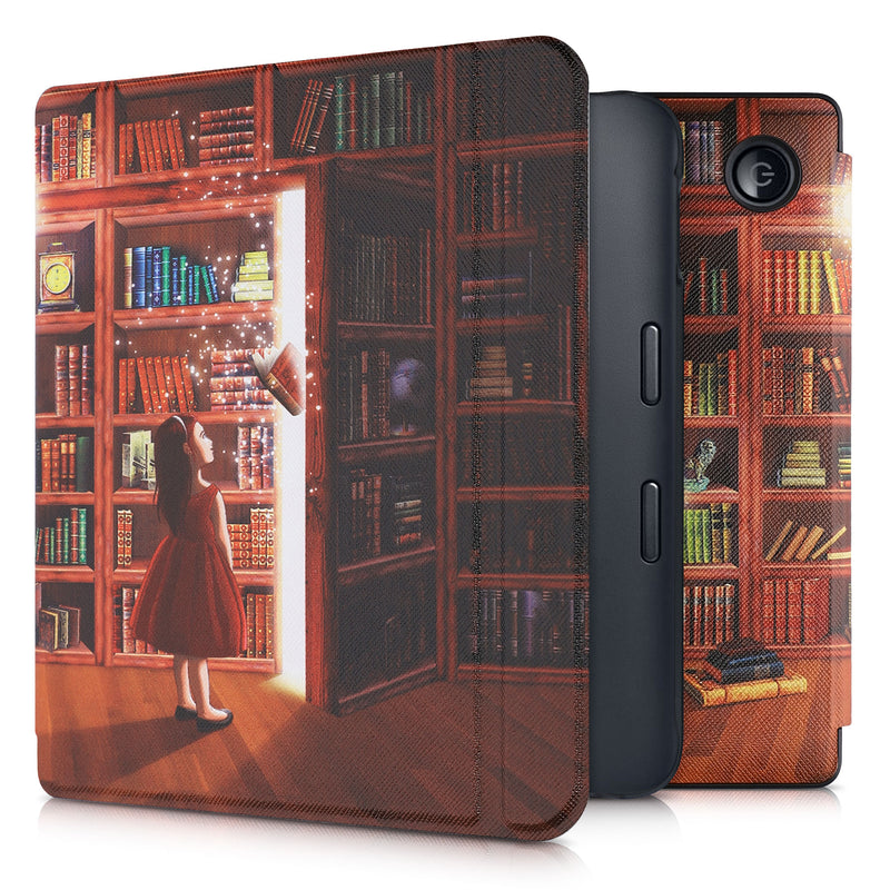 kwmobile Schutzhülle für Kobo Libra 2 Hülle - eReader Flip Case mit Auto Sleep Funktion - Galaxie Baum Wiese