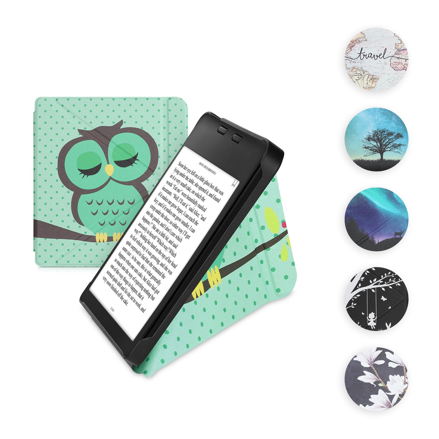 kwmobile Schutzhülle kompatibel mit Kobo Libra 2 - Hülle Kunstleder - eReader Cover Case - Bücher und Seiten Beige Braun Gold Beige  [dsg16]