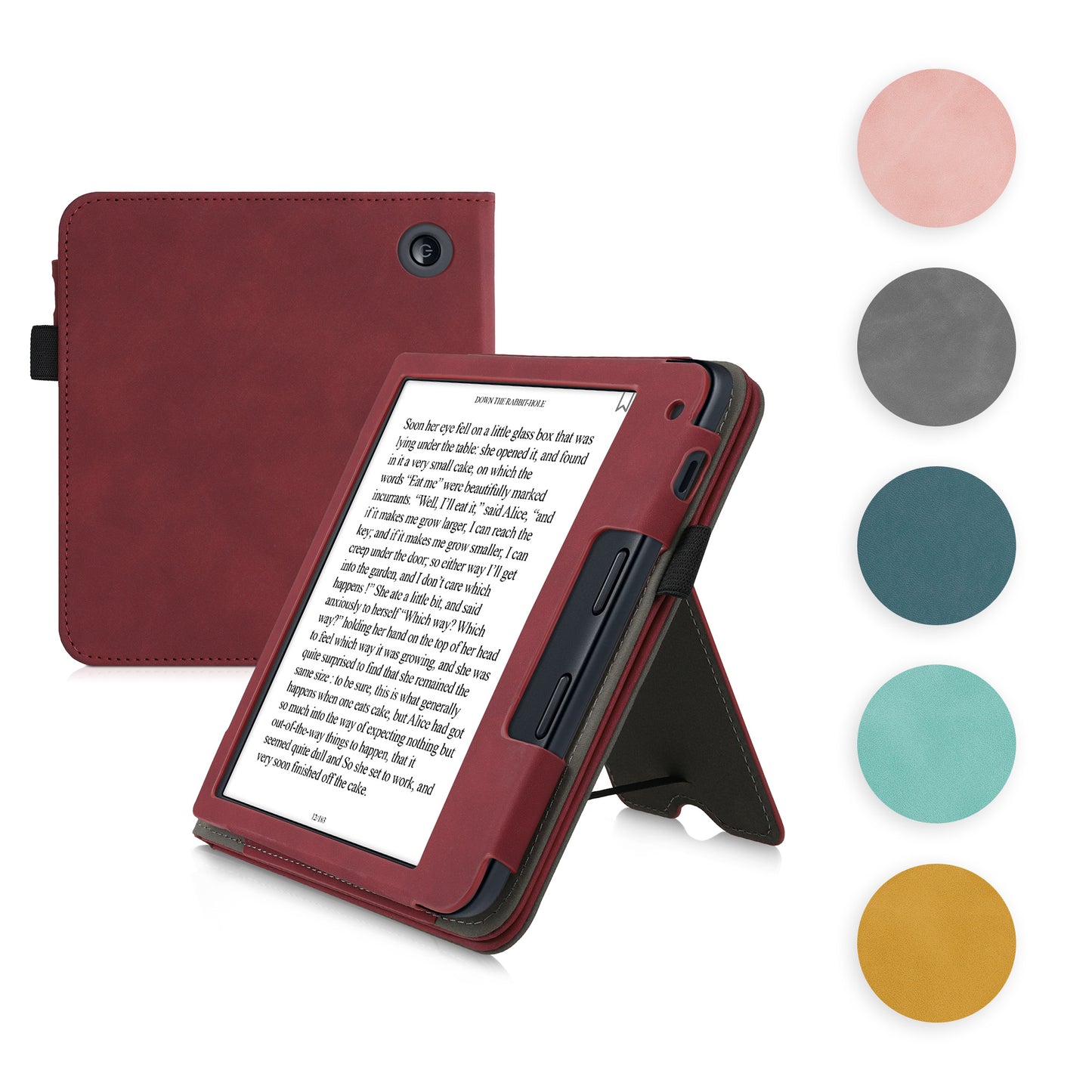 kwmobile Flip Hülle kompatibel mit Kobo Libra 2 - Handschlaufe - Cover Petrol Petrol  
