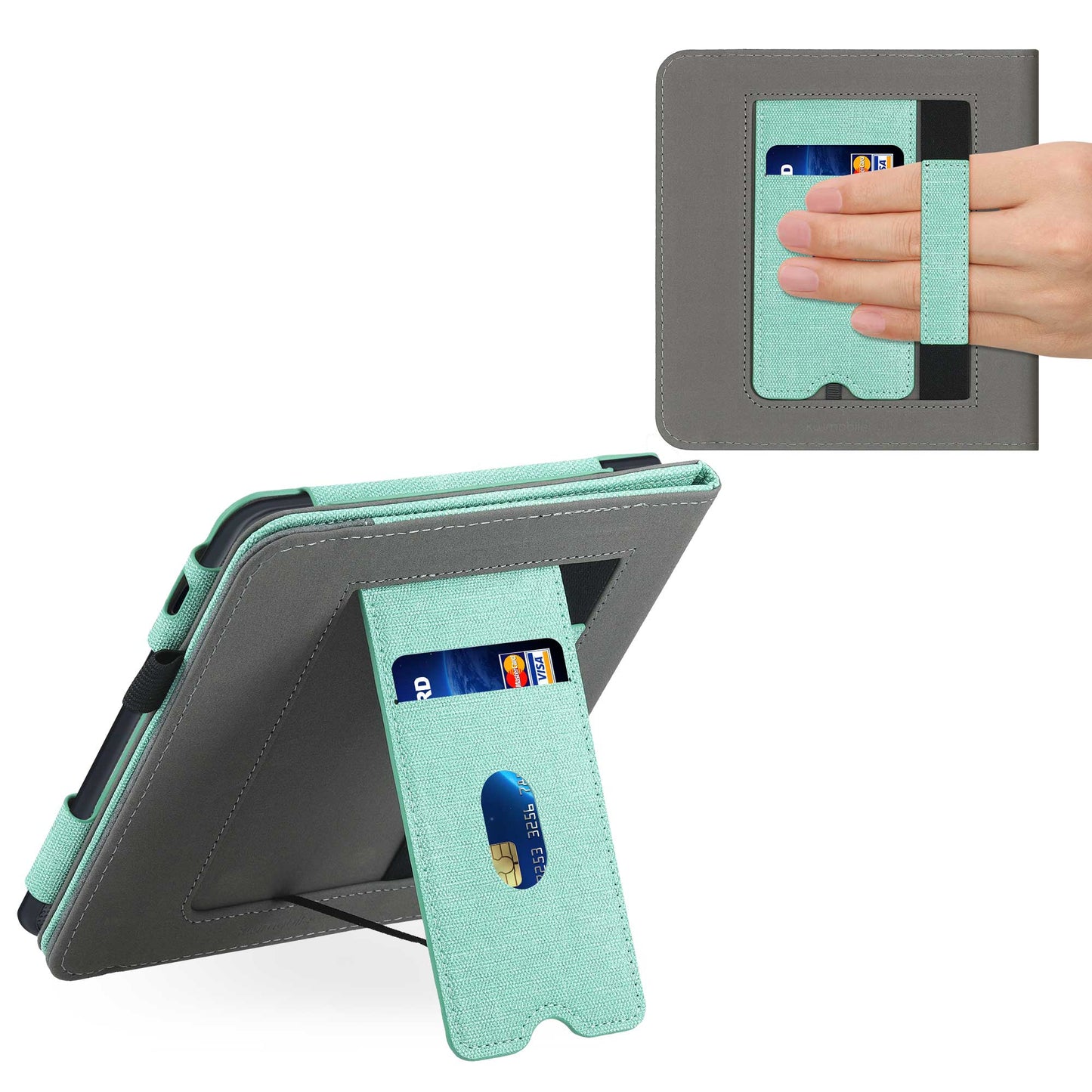 kwmobile Hülle kompatibel mit Kobo Libra 2 Flip Case mit Handschlaufe Cover