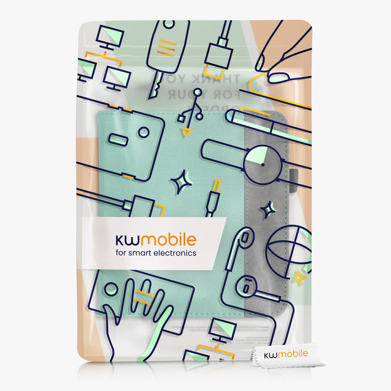 kwmobile Hülle kompatibel mit Tolino Vision 6 Hülle - Flip Case mit Handschlaufe - Kunstleder Cover - Dunkelgrau