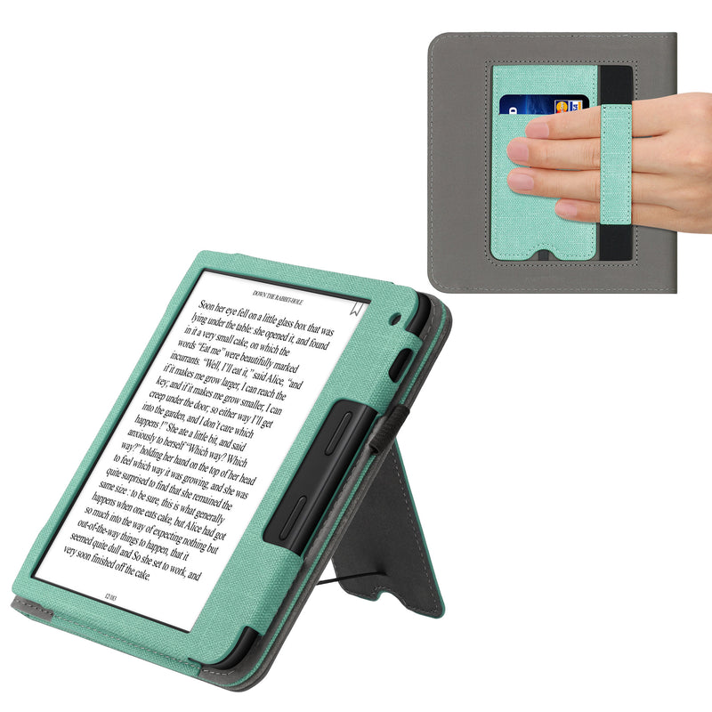 kwmobile Hülle kompatibel mit Tolino Vision 6 Hülle - Flip Case mit Handschlaufe - Kunstleder Cover - Dunkelgrau