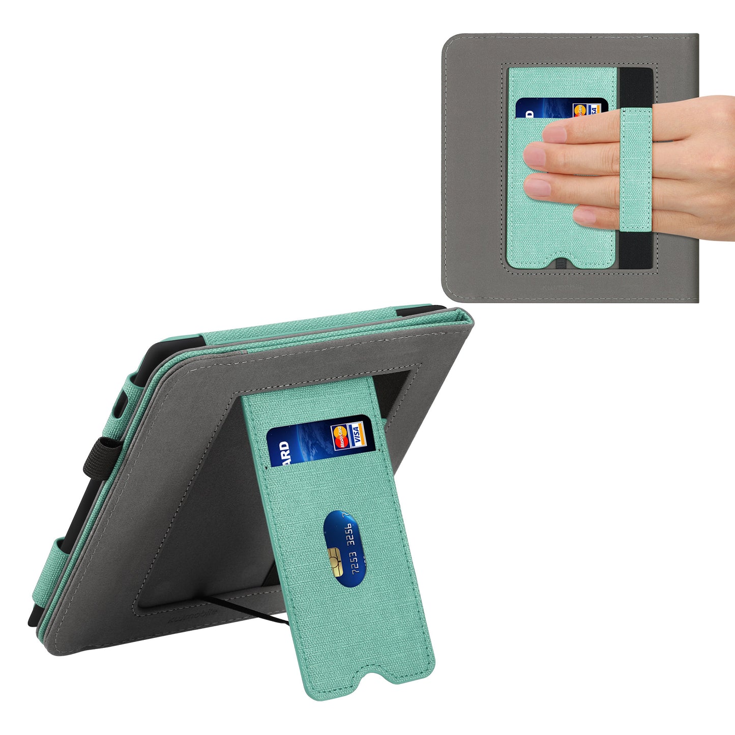 kwmobile Hülle kompatibel mit Tolino Vision 6 Hülle - Flip Case mit Handschlaufe - Kunstleder Cover - Dunkelgrau