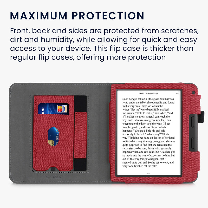 kwmobile Hülle kompatibel mit Tolino Vision 6 Hülle - Flip Case mit Handschlaufe - Kunstleder Cover - Dunkelgrau