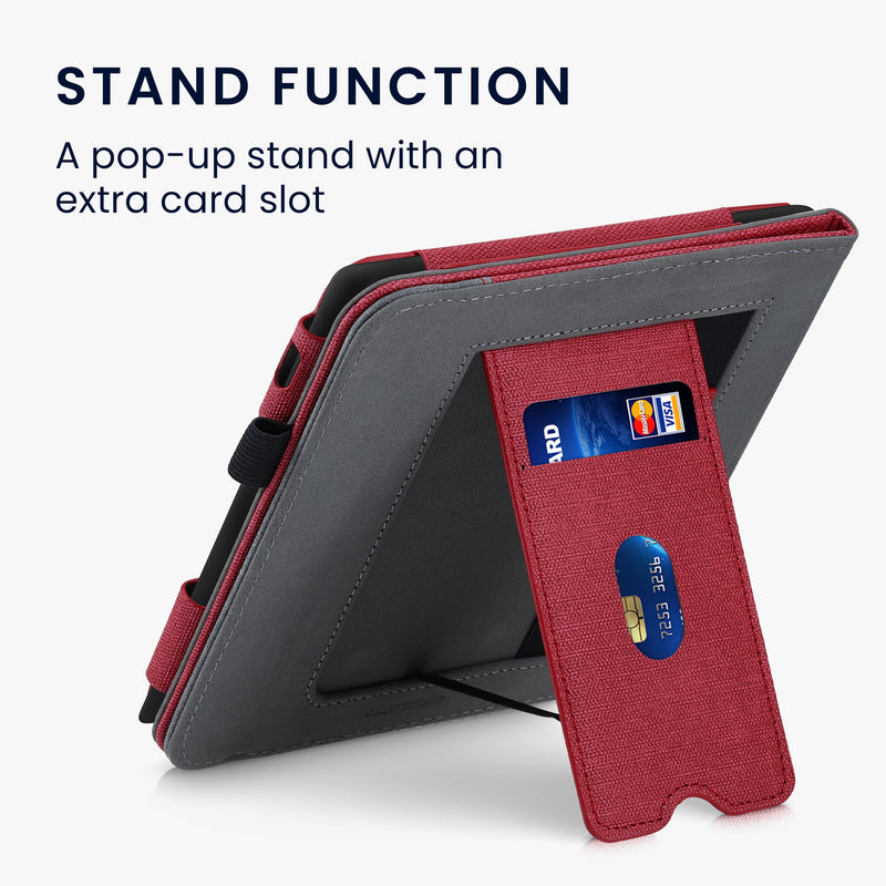 kwmobile Hülle kompatibel mit Tolino Vision 6 Hülle - Flip Case mit Handschlaufe - Kunstleder Cover - Dunkelgrau