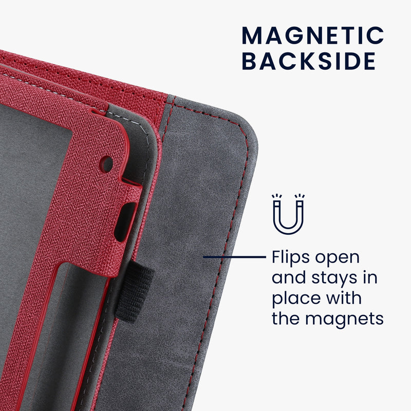 kwmobile Hülle kompatibel mit Tolino Vision 6 Hülle - Flip Case mit Handschlaufe - Kunstleder Cover - Dunkelgrau