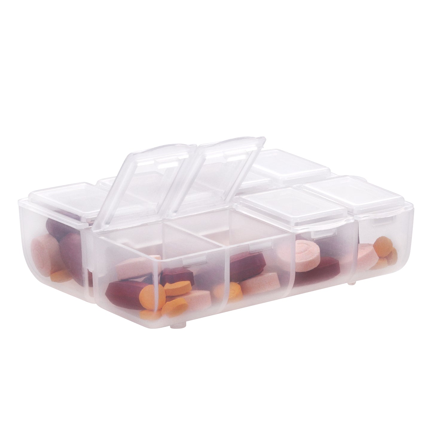kwmobile Kunststoff Medikamentenbox mit 8 Fächern Tablettenbox 7,5 x 6,3 x 2,5 cm Tablettendose Pillendose Dose