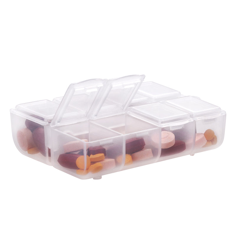 kwmobile Kunststoff Medikamentenbox mit 8 Fächern - Tablettenbox 7,5 x 6,3 x 2,5 cm - Tablettendose Box - Pillendose Dose Matt Transparent Matt Transparent  [dsg01]