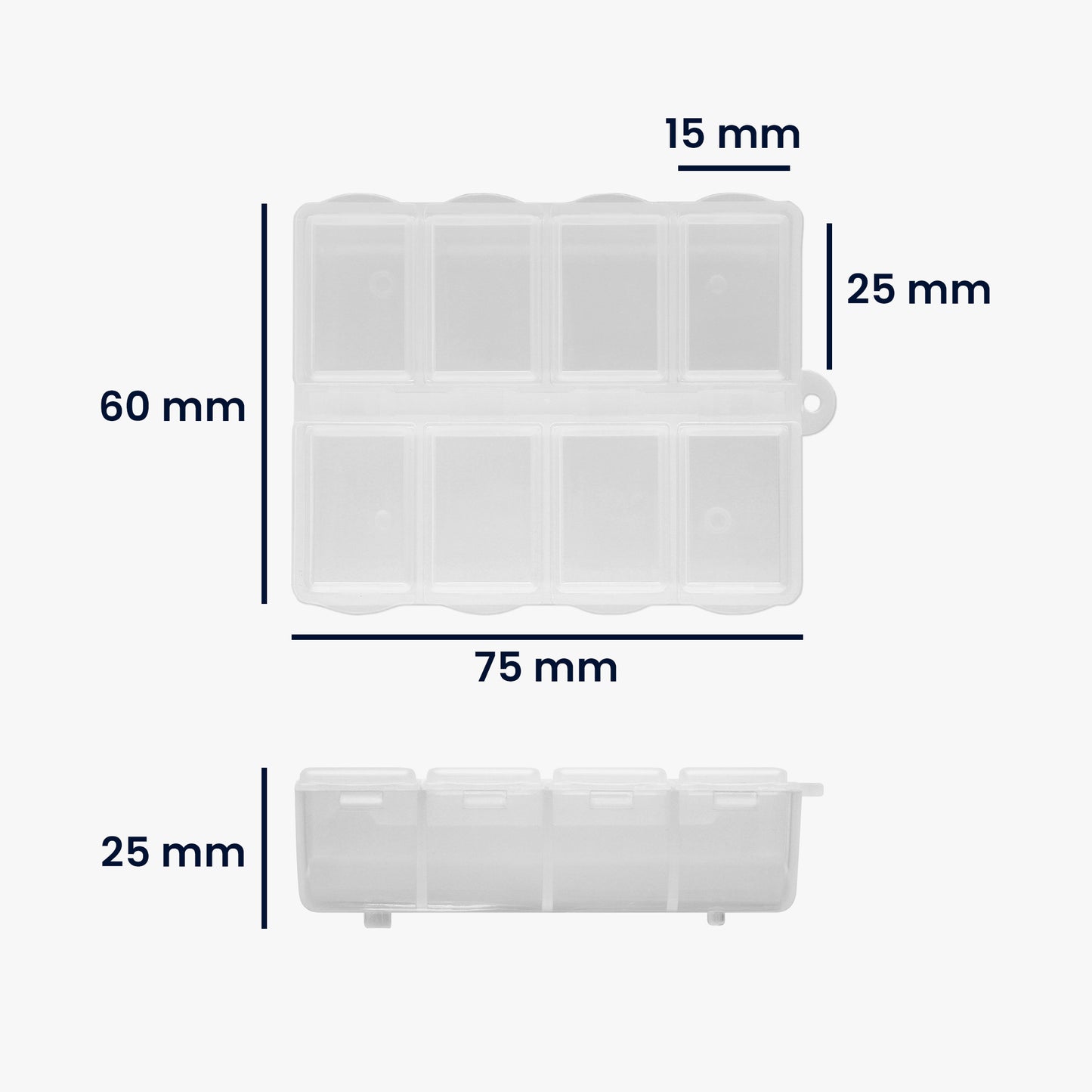 kwmobile Kunststoff Medikamentenbox mit 8 Fächern Tablettenbox 7,5 x 6,3 x 2,5 cm Tablettendose Pillendose Dose
