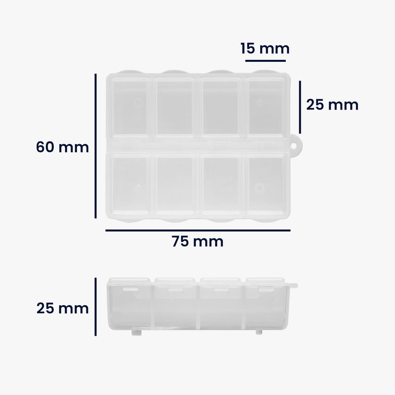kwmobile Kunststoff Medikamentenbox mit 8 Fächern Tablettenbox 7,5 x 6,3 x 2,5 cm Tablettendose Pillendose Dose