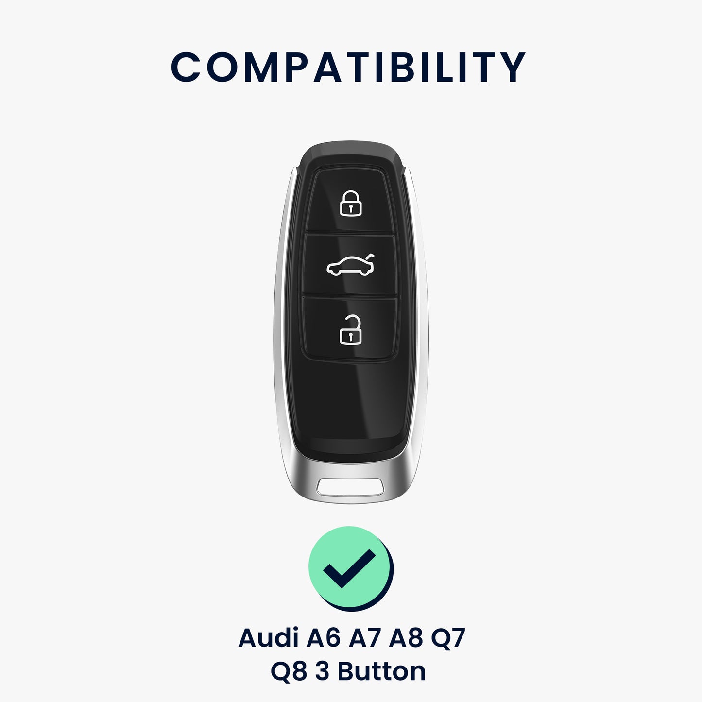 kwmobile Autoschlüssel Hülle kompatibel mit Audi A6 A7 A8 Q7 Q8 3-Tasten Autoschlüssel Keyless Hardcover Schutzhülle Schlüsselhülle Cover