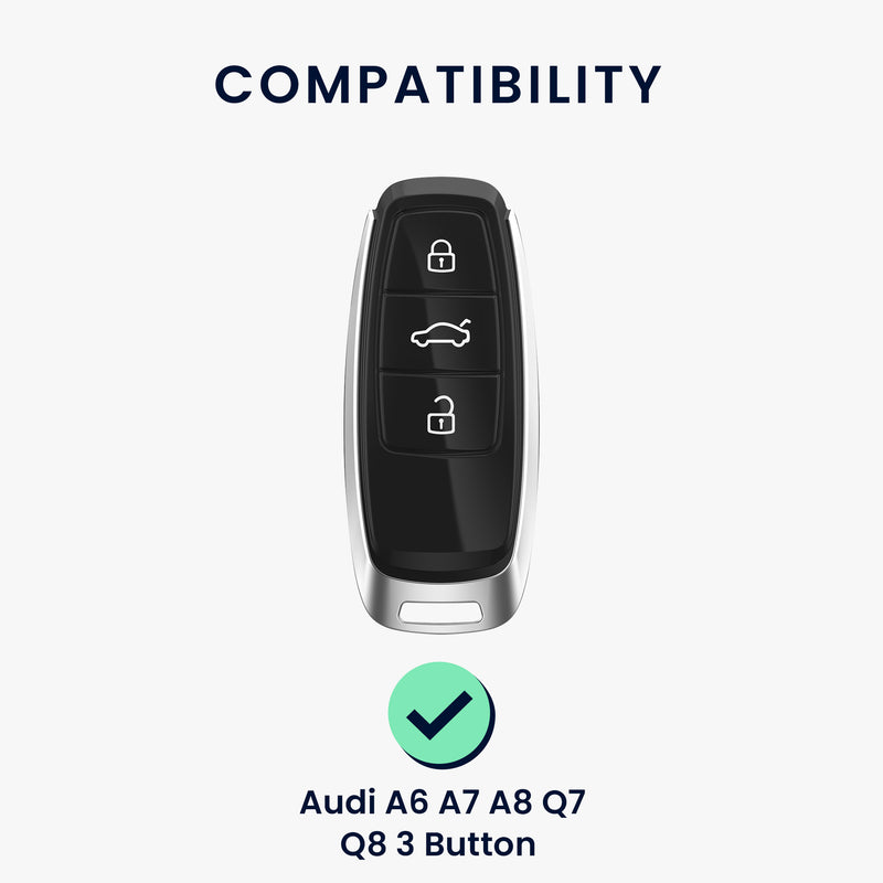 kwmobile Autoschlüssel Hülle kompatibel mit Audi A6 A7 A8 Q7 Q8 3-Tasten Autoschlüssel Keyless Hardcover Schutzhülle Schlüsselhülle Cover