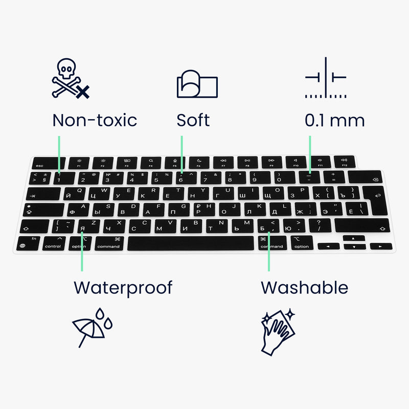 kwmobile Tastaturschutz für Apple MacBook Pro 14" (2021) A2442 - QWERTY Russisch Keyboard Cover Abdeckung