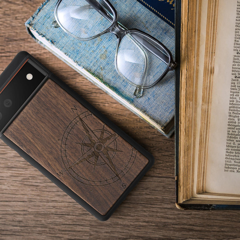 Holz Hardcase mit TPU Bumper für Google Pixel 6 Holz Japanische Welle
