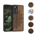 kwmobile Hülle kompatibel mit Xiaomi 12 / 12X Hülle - Holz Case - Handy Cover - TPU Handyhülle in Dunkelbraun Kompass Vintage Dunkelbraun  [dsg02]