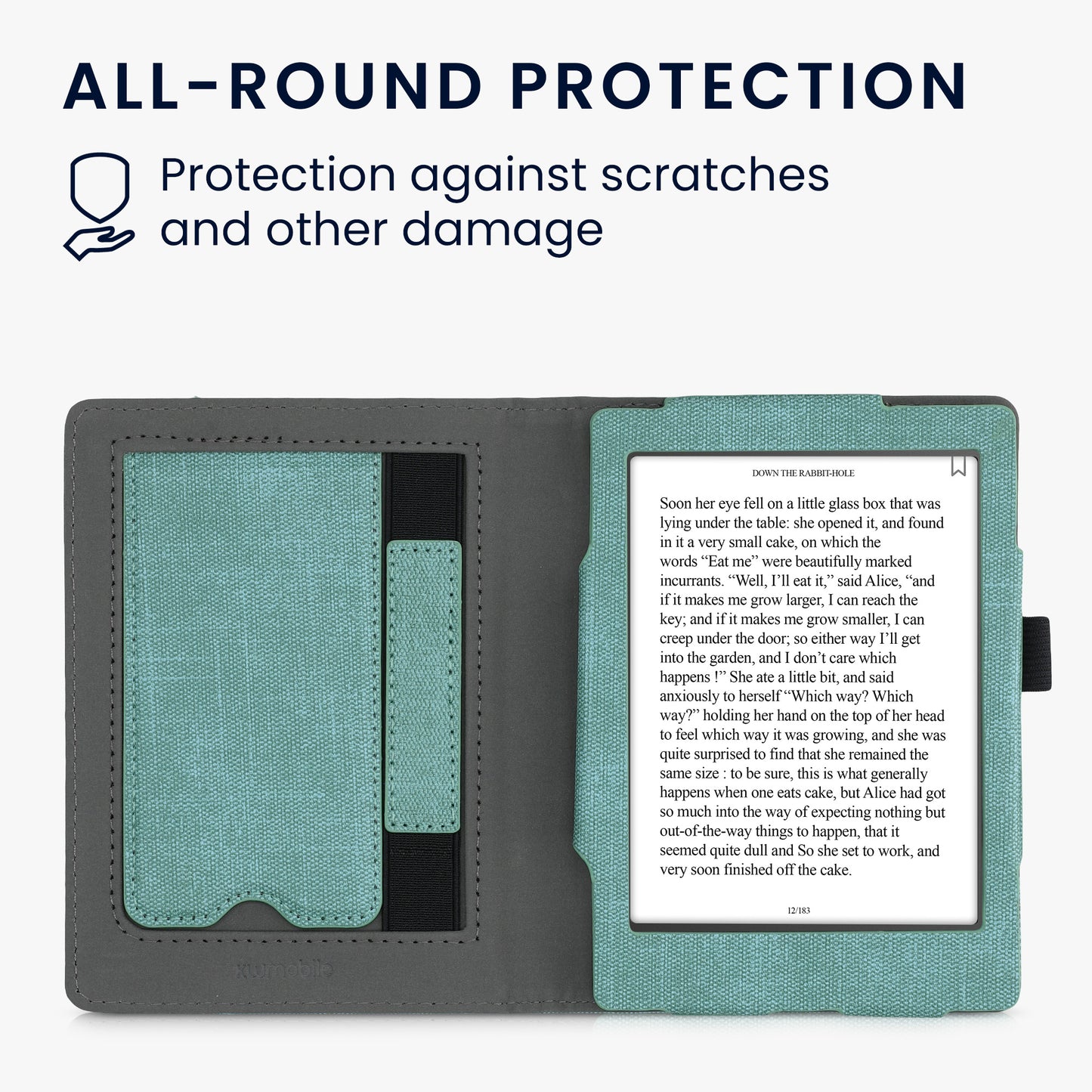 kwmobile Flip Hülle kompatibel mit Kobo Aura Edition 2 - Handschlaufe - Cover Dunkelgrau