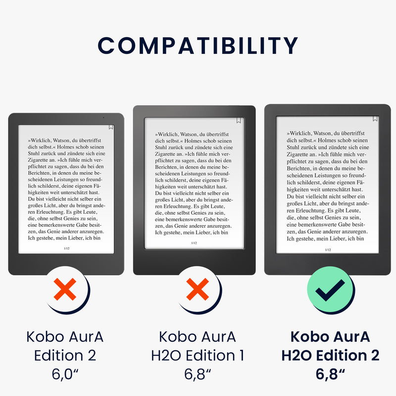 kwmobile Flip Hülle kompatibel mit Kobo Aura H2O Edition 2 - Handschlaufe - Cover
