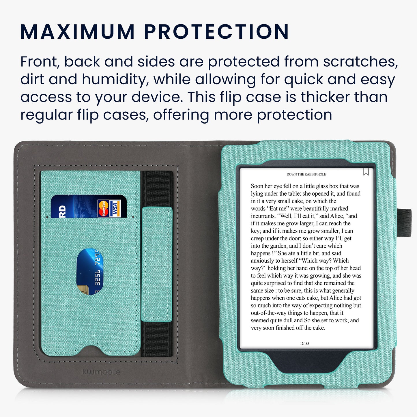 kwmobile Hülle kompatibel mit Kobo Nia Hülle - Flip Case mit Handschlaufe - Cover