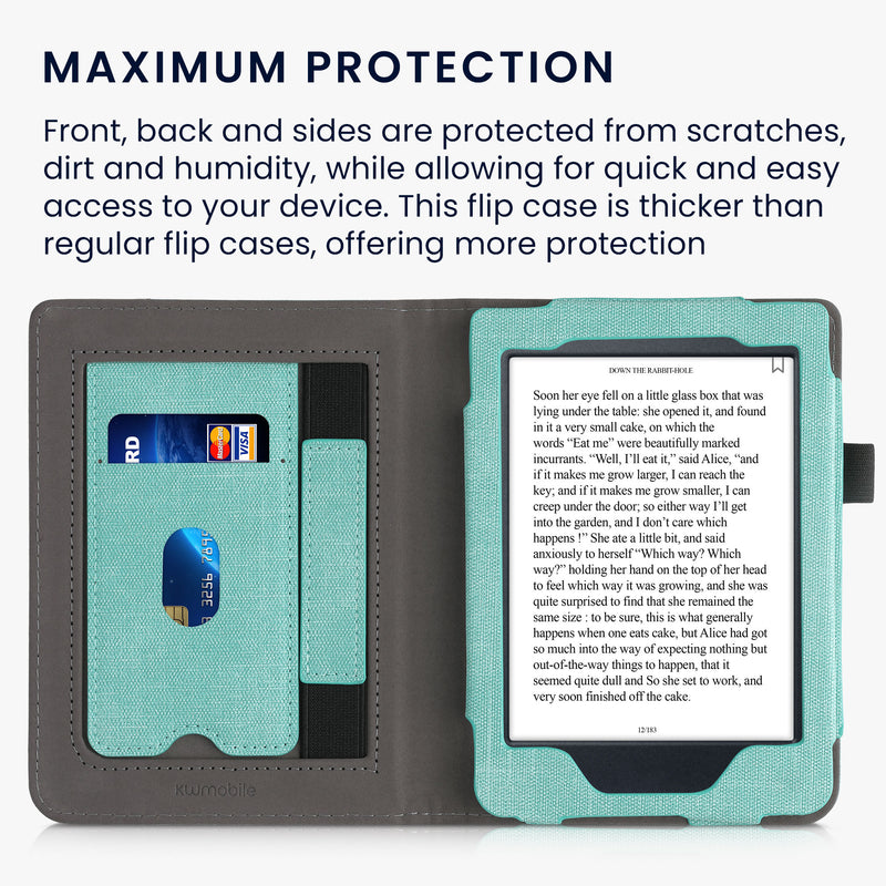 kwmobile Hülle kompatibel mit Kobo Nia Hülle - Flip Case mit Handschlaufe - Cover