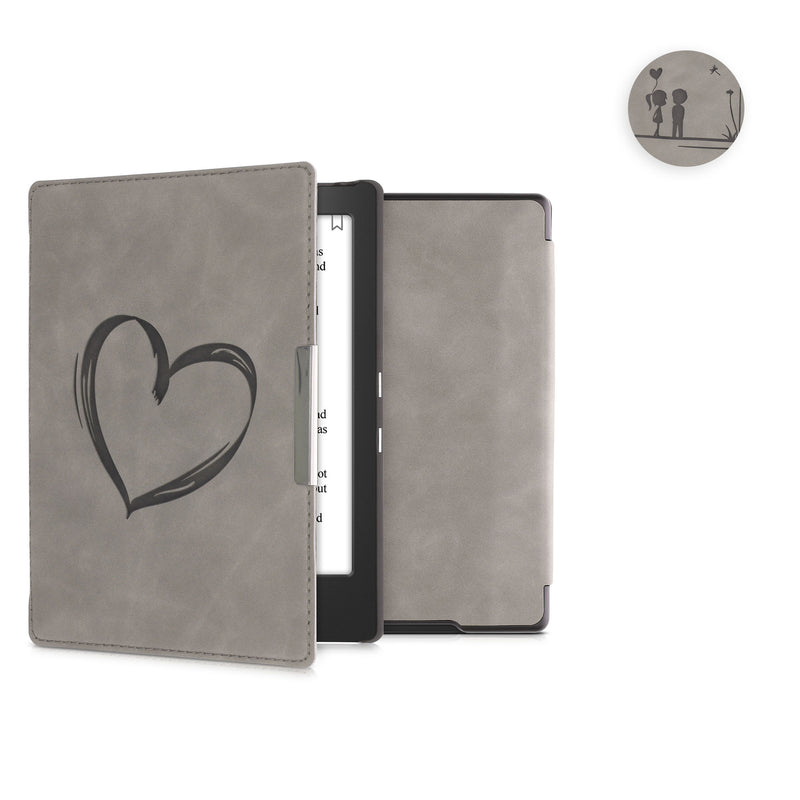 kwmobile Hülle kompatibel mit Kobo Aura H2O Edition 1 Hülle - Kunstleder Cover - Pusteblume Love Grau Grau  [dsg02]