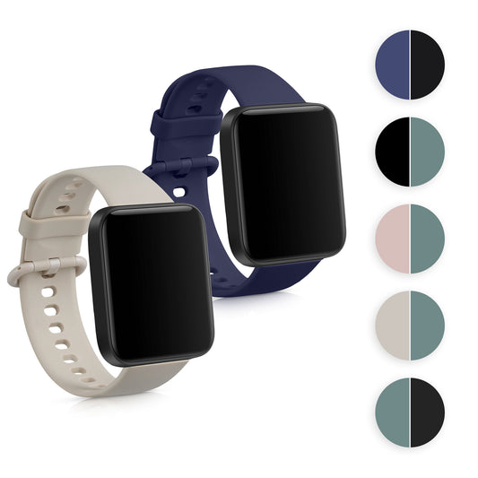 kwmobile 2x Uhrenarmband für Xiaomi Redmi Watch 2 Lite Armband - Fitnesstracker Band Set aus TPU Silikon - Ersatzarmband Smartwatch - Beige Dunkelgrün Beige  [dsg06]