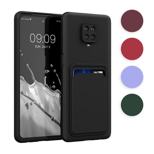 kwmobile Handyhülle kompatibel mit Xiaomi Redmi Note 9S / 9 Pro / 9 Pro Max Hülle - Handy Cover mit Fach für Karten - in Schwarz matt Schwarz matt  