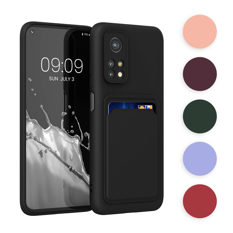 kwmobile Handyhülle kompatibel mit Xiaomi Mi 10T / Mi 10T Pro Hülle - Handy Cover mit Fach für Karten - in Schwarz matt Schwarz matt  