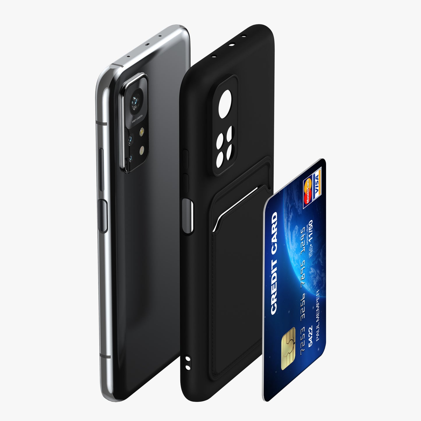 kwmobile Handyhülle kompatibel mit Xiaomi Mi 10T / Mi 10T Pro Hülle - Handy Cover mit Fach für Karten