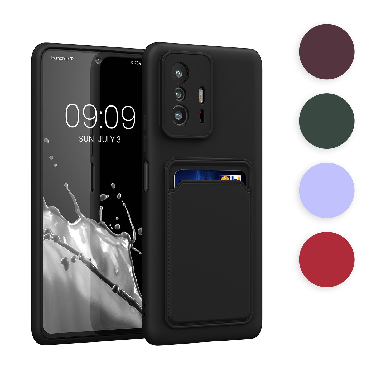 kwmobile Handyhülle kompatibel mit Xiaomi 11T / 11T Pro Hülle - Handy Cover mit Fach für Karten - in Schwarz matt Schwarz matt  