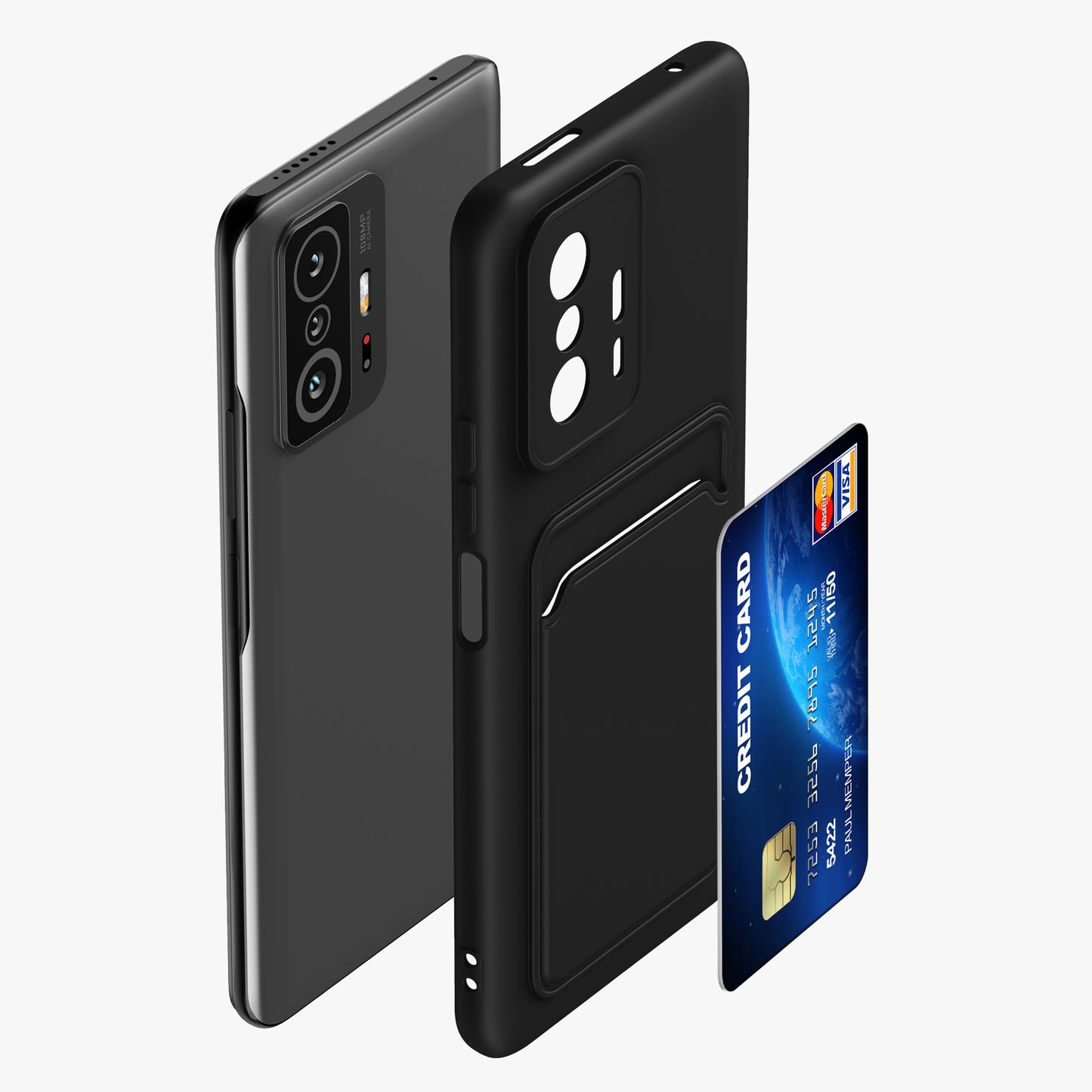 kwmobile Handyhülle kompatibel mit Xiaomi 11T / 11T Pro Hülle - Handy Cover mit Fach für Karten