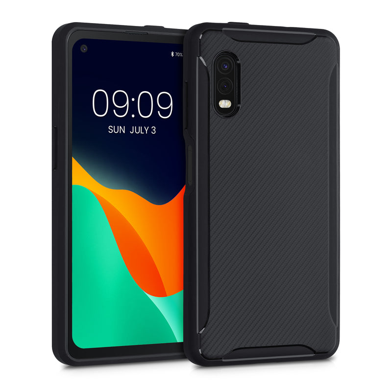 kwmobile Hülle kompatibel mit Samsung Galaxy Xcover Pro - Handyhülle Silikon Case - Carbon Schwarz Schwarz  [dsg01]