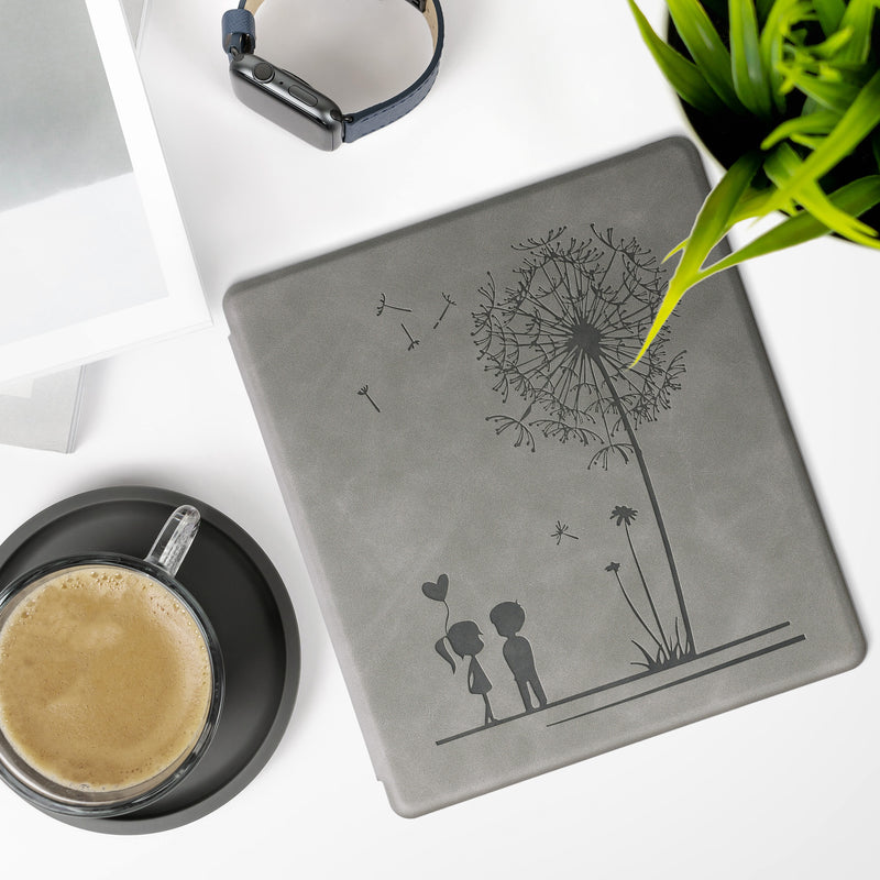 kwmobile Schutzhülle für Amazon Kindle Oasis 10. Generation Hülle - eReader Case aus Kunstleder mit Auto Sleep Funktion - Pusteblume Love