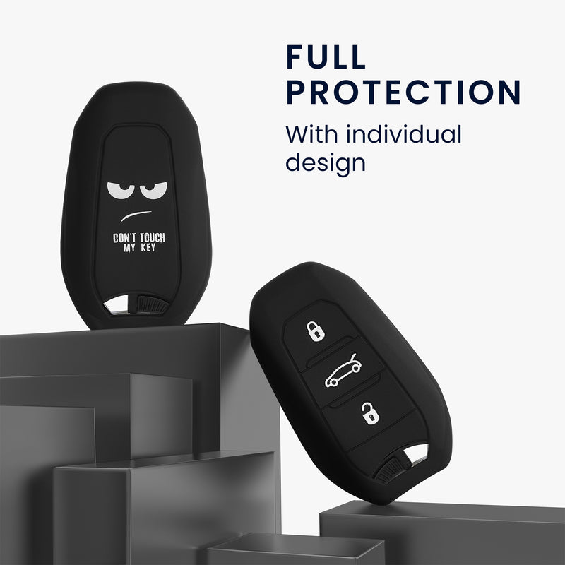 kwmobile Autoschlüssel Hülle kompatibel mit Opel 3-Tasten Smartkey Autoschlüssel Keyless Go Hülle - Schlüsselhülle Rallystreifen Sidelines Schwarz
