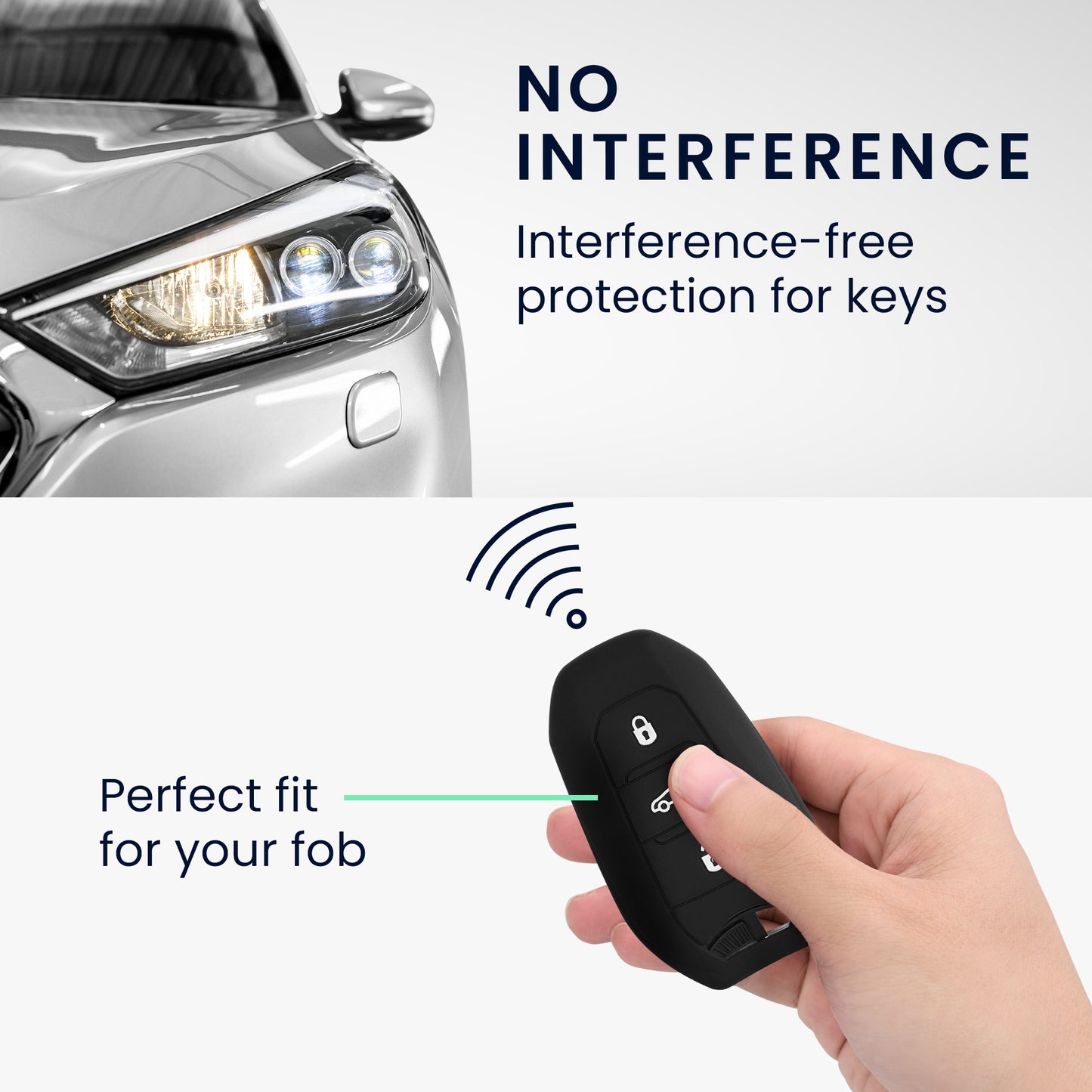 kwmobile Autoschlüssel Hülle kompatibel mit Opel 3-Tasten Smartkey Autoschlüssel Keyless Go Hülle - Schlüsselhülle Rallystreifen Sidelines Schwarz