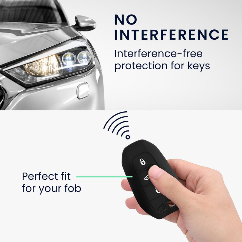 kwmobile Autoschlüssel Hülle kompatibel mit Opel 3-Tasten Smartkey Autoschlüssel Keyless Go Hülle - Schlüsselhülle Rallystreifen Sidelines Schwarz