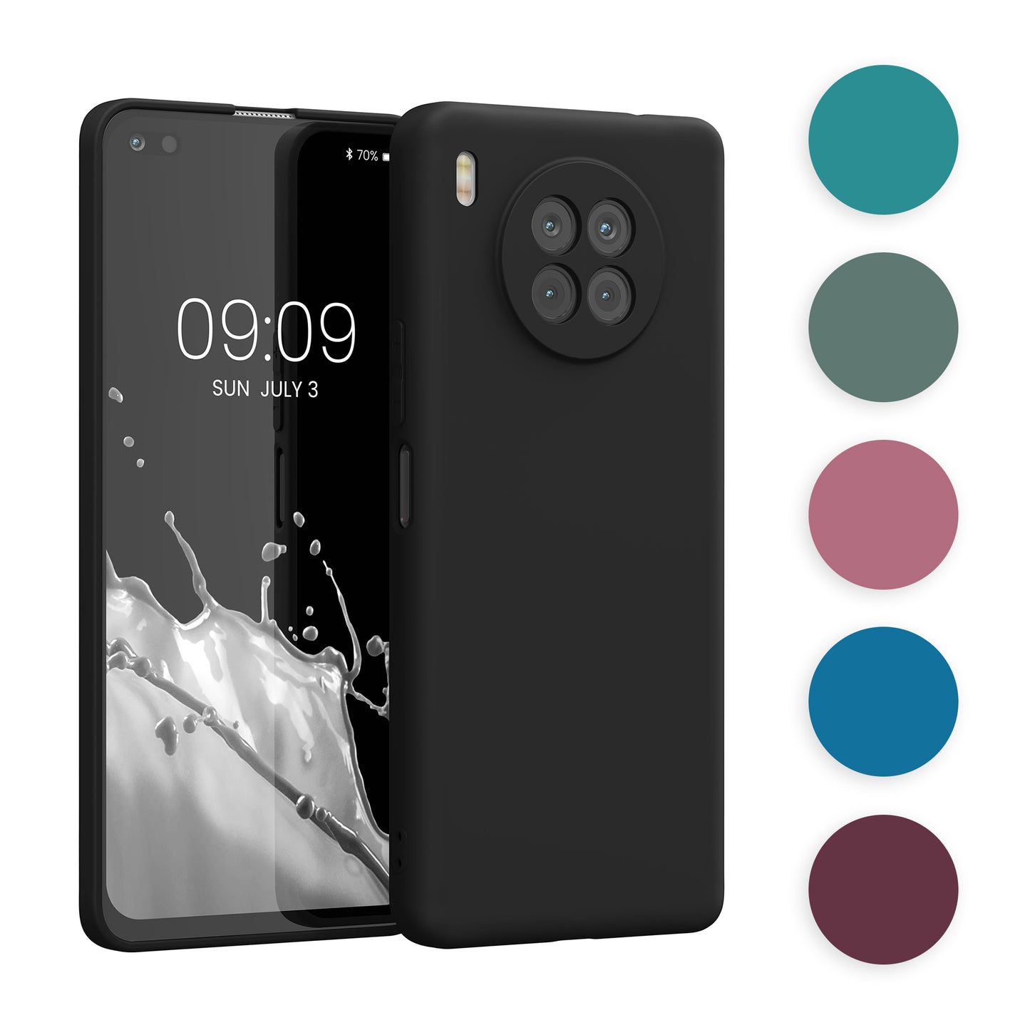 kwmobile Hülle kompatibel mit HONOR 50 Lite Hülle - weiches TPU Silikon Case - Cover geeignet für kabelloses Laden - Schwarz Schwarz  