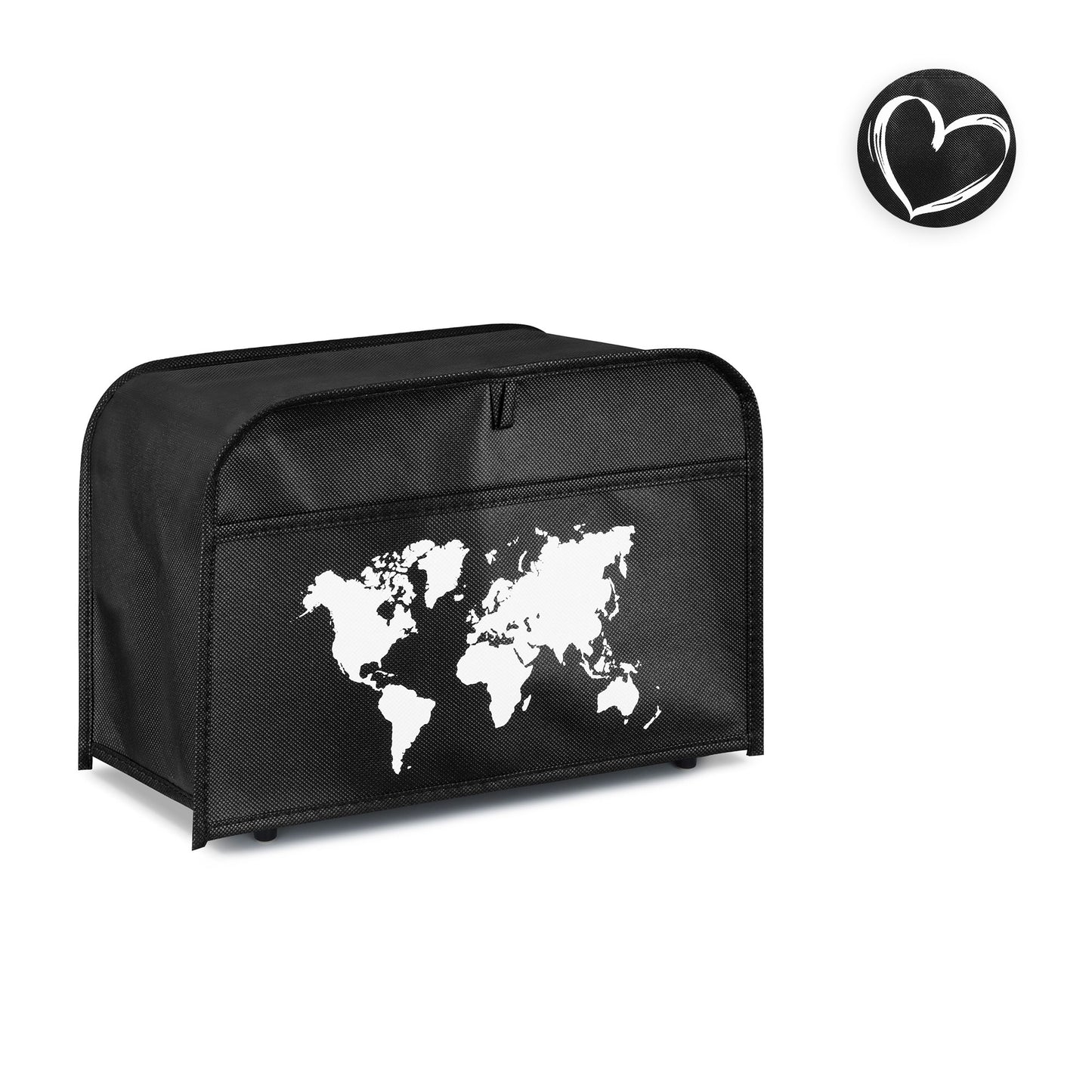 kwmobile Hülle für 2-Scheiben Toaster - Staubschutz Abdeckhaube - Toasterabdeckung in Schwarz Weiß Pusteblume Love - 19 x 20,3 x 28 cm Schwarz  [dsg05]