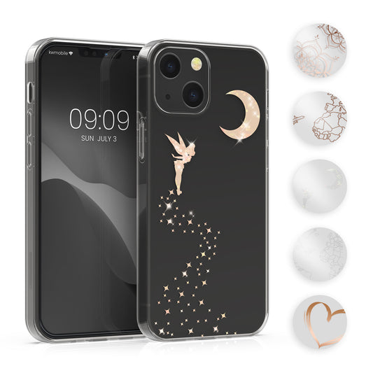 kwmobile Hülle kompatibel mit Apple iPhone 13 - Handyhülle Silikon Case - Travel Flugzeug Silber Transparent Silber  [dsg04]