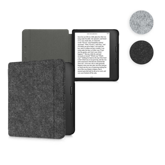 kwmobile Hülle kompatibel mit Kobo Libra 2 - Filz Stoff eReader Schutzhülle Cover Case - Dunkelgrau Dunkelgrau  