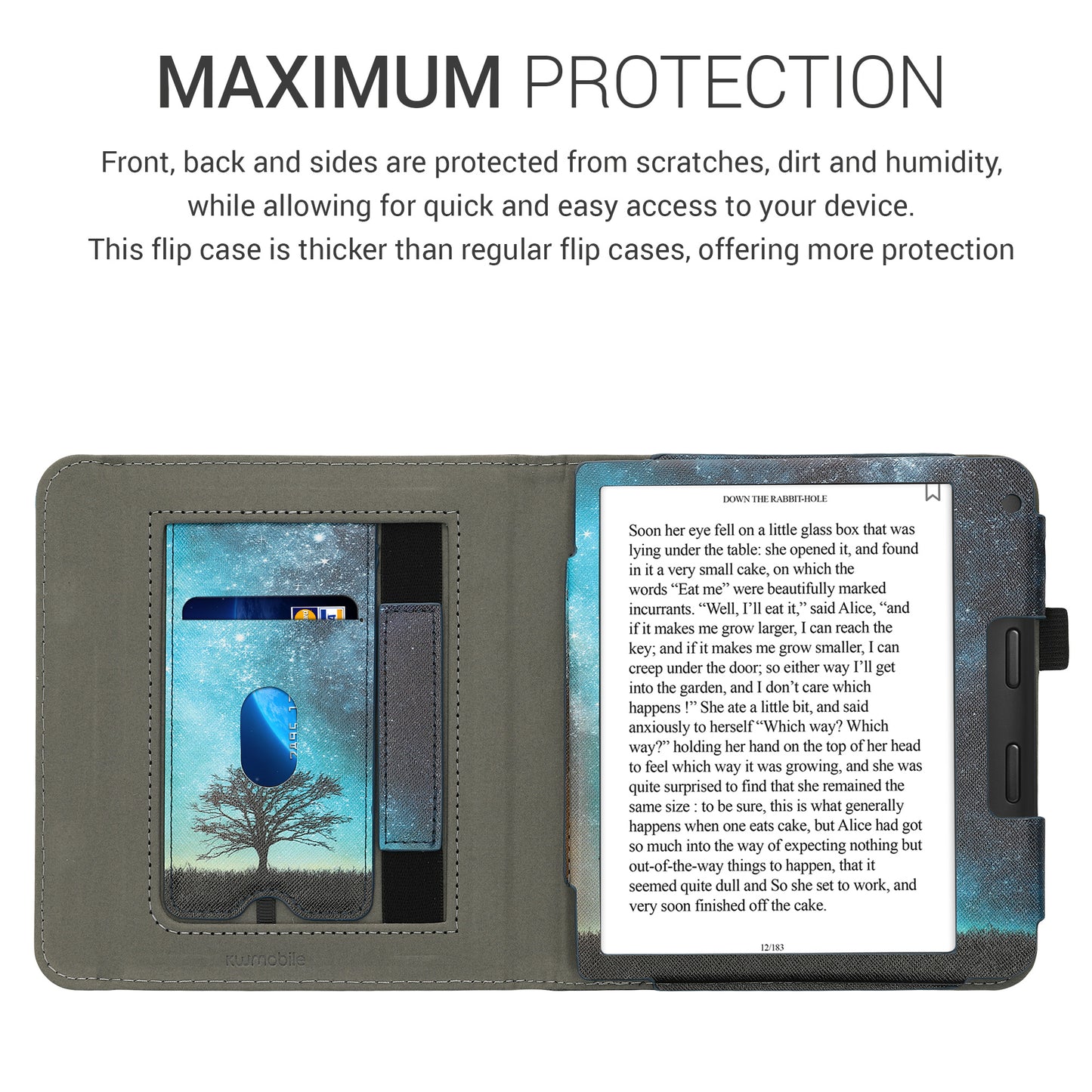 kwmobile Flip Cover kompatibel mit Kobo Libra 2 - Hülle mit Handschlaufe