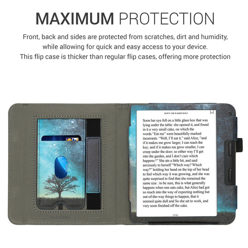 kwmobile Flip Cover kompatibel mit Kobo Libra 2 - Hülle mit Handschlaufe