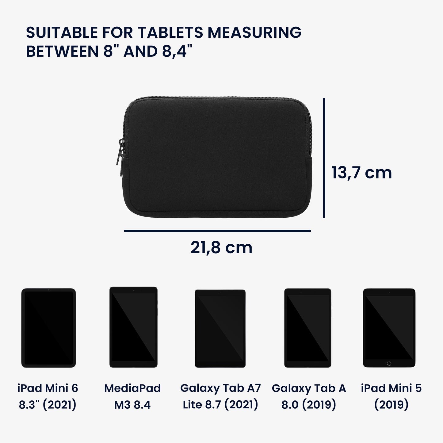 kwmobile Tablet Hülle kompatibel mit 8"-8,4" Tablet - Universal Tasche Cover Case - Schutzhülle Sleeve