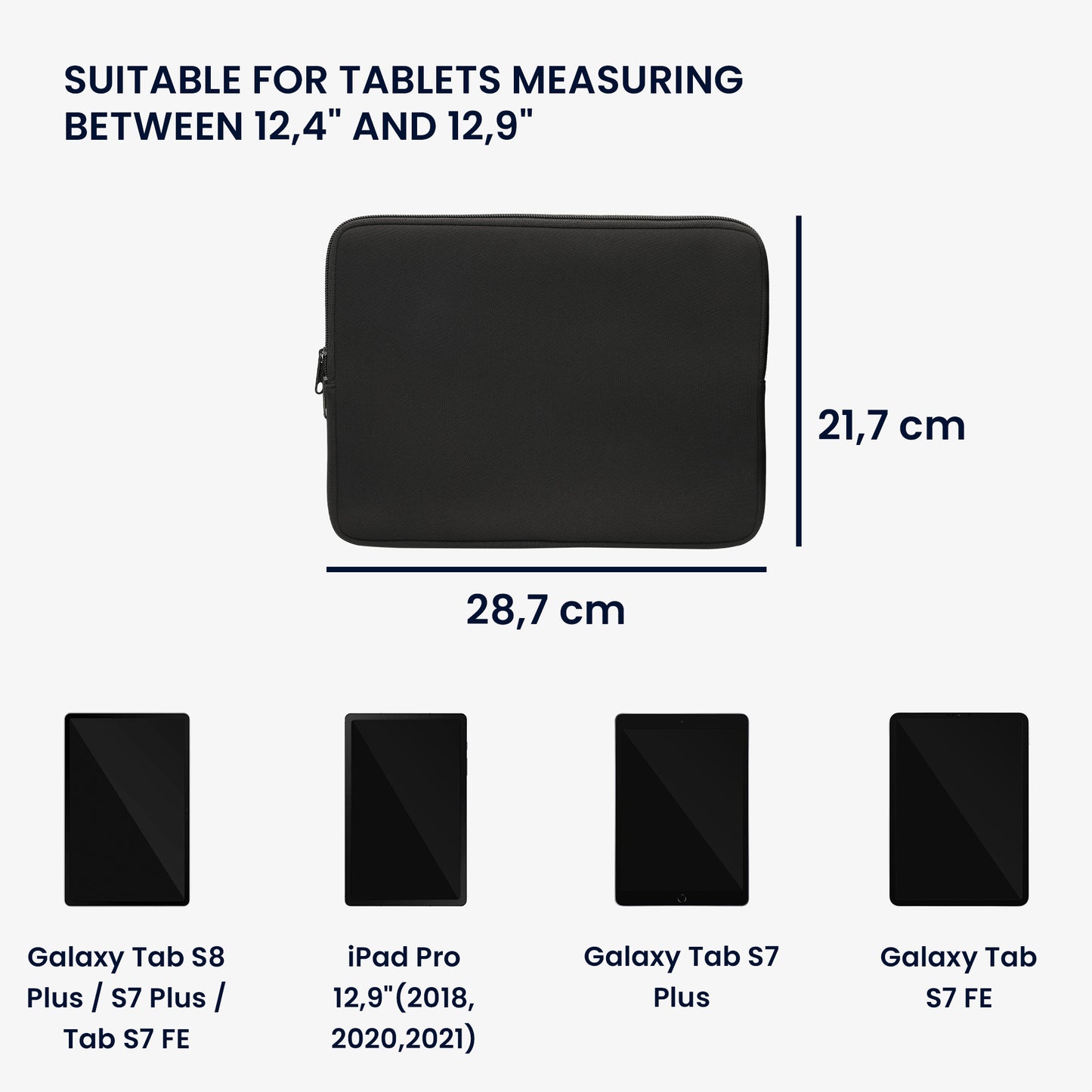 kwmobile Tablet Hülle kompatibel mit 12,4"-12,9" Tablet - Universal Tasche Cover Case - Schutzhülle Sleeve